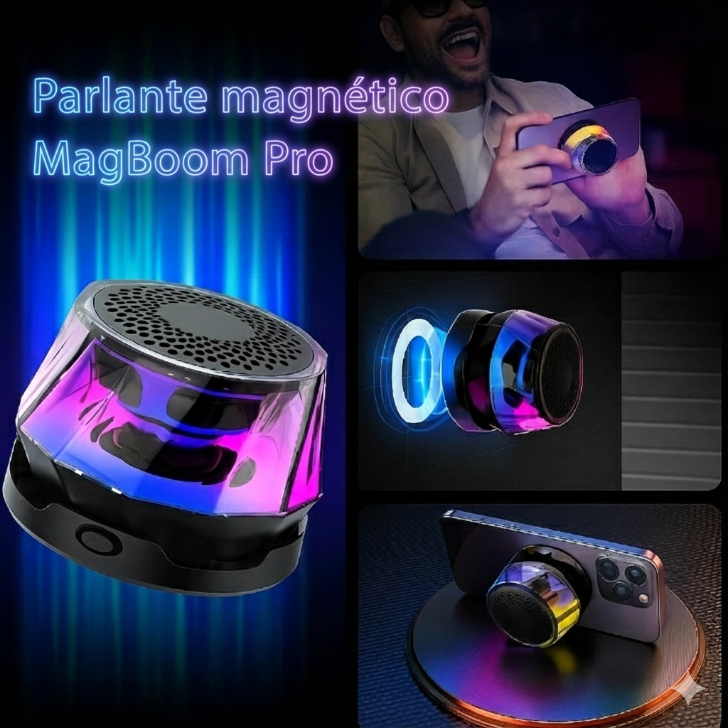 MagBoom Pro™ – El parlante magnético portátil que suena fuerte y se queda contigo